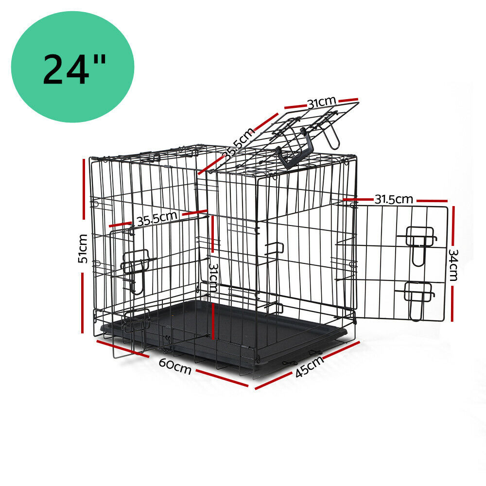 Pet Dog Cage Crate 24" Large Puppy Rabbit Cat Foldable Metal Kennel Portable