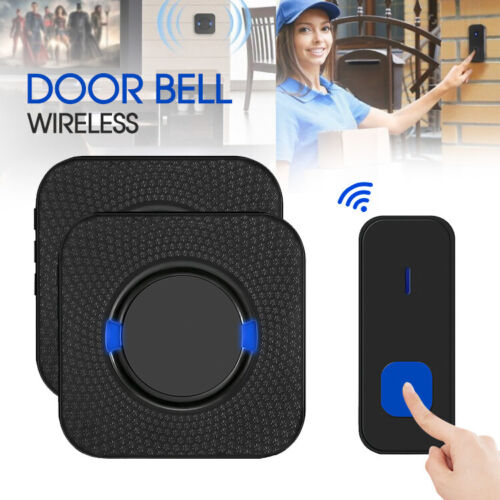 Wireless Door Bell Chime Waterproof Doorbell 2 Plugin Receivers 300M Long Range