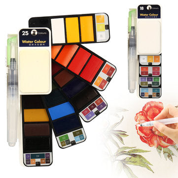 Watercolor Paint Set 18/25 Assorted Colors Professional Art Travel Paintings