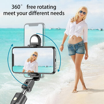 K10S Extendable bluetooth Tripod Selfie Stick With 2-Gear Stepless Dimming Light LED Fill Light for Mobile Phone
