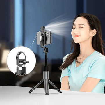 K10S Extendable bluetooth Tripod Selfie Stick With 2-Gear Stepless Dimming Light LED Fill Light for Mobile Phone