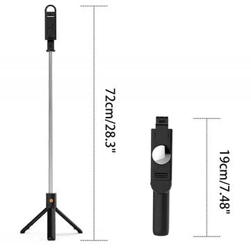 K10S Extendable bluetooth Tripod Selfie Stick With 2-Gear Stepless Dimming Light LED Fill Light for Mobile Phone