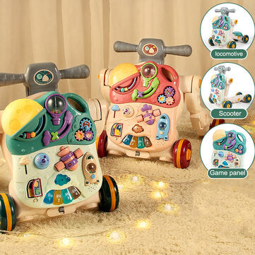 3 in 1 Kids Baby Toddler Walker Ride on Toy Step Develop Game Panel Activity