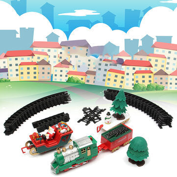 Christmas Musical Light Train Trees Box Set Carriage Kid Gift Toy Ornament Decor