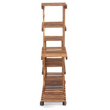6 Tier Wooden Plant Flower Pot Stand Display Shelf Garden Indoor Outdoor Patio