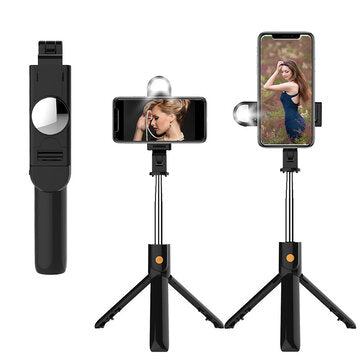 K10S Extendable bluetooth Tripod Selfie Stick With 2-Gear Stepless Dimming Light LED Fill Light for Mobile Phone