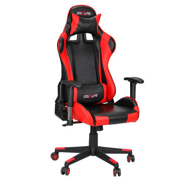 Douxlife® Racing GC-RC01 Gaming Chair Ergonomic Design 180°Reclining with Thick Padded High Back Added Seat Cushion 2D Ajustable Armrest for Home Office