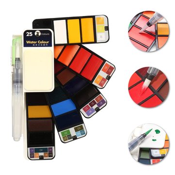 Watercolor Paint Set 18/25 Assorted Colors Professional Art Travel Paintings