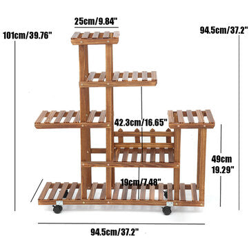 6 Tier Wooden Plant Flower Pot Stand Display Shelf Garden Indoor Outdoor Patio