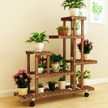 6 Tier Wooden Plant Flower Pot Stand Display Shelf Garden Indoor Outdoor Patio