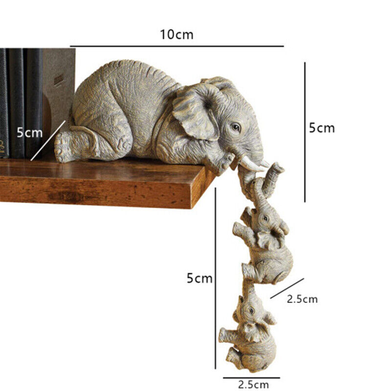 3Pcs/set Elephant Mother Child Figurine Home Tabletop Animal Statue Decor Gift