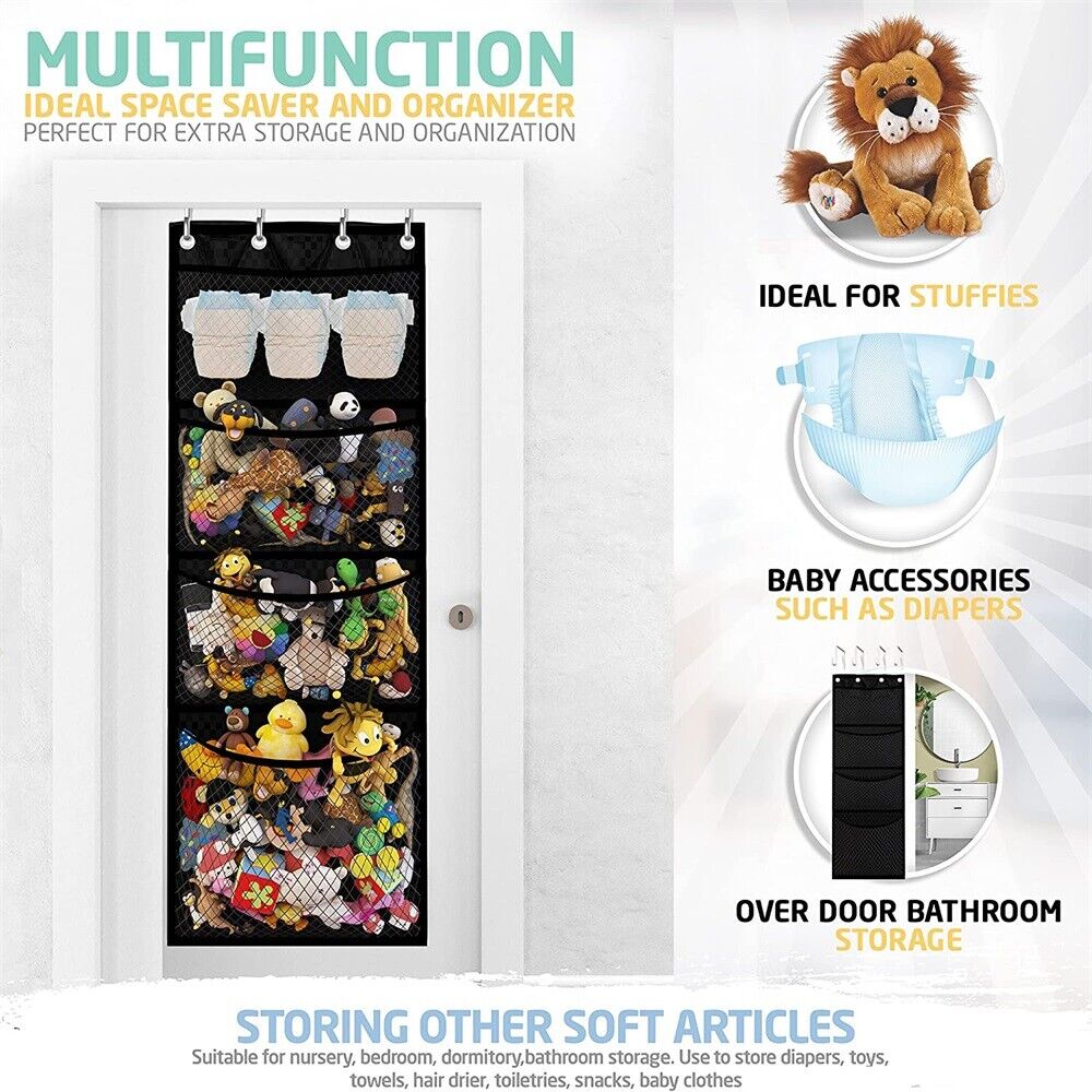 4 Mesh Pockets Storage Over Door Organizer Closet With for Kid Toys Shoes