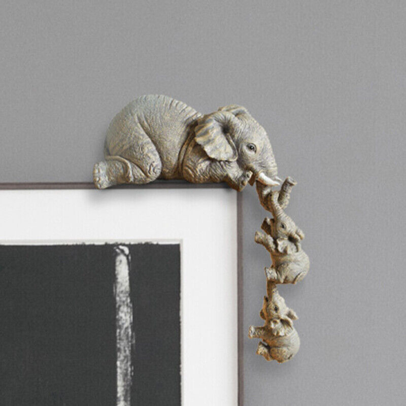 3Pcs/set Elephant Mother Child Figurine Home Tabletop Animal Statue Decor Gift