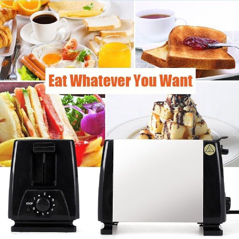 Electric Automatic Toaster Bread Stainless Steel 2 Slice Extra Wide Slot Toaster