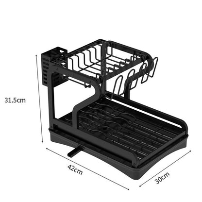 2tier Kitchen Drying Drainer Cup Tray Holder Dish Rack Cutlery Organiser Storage