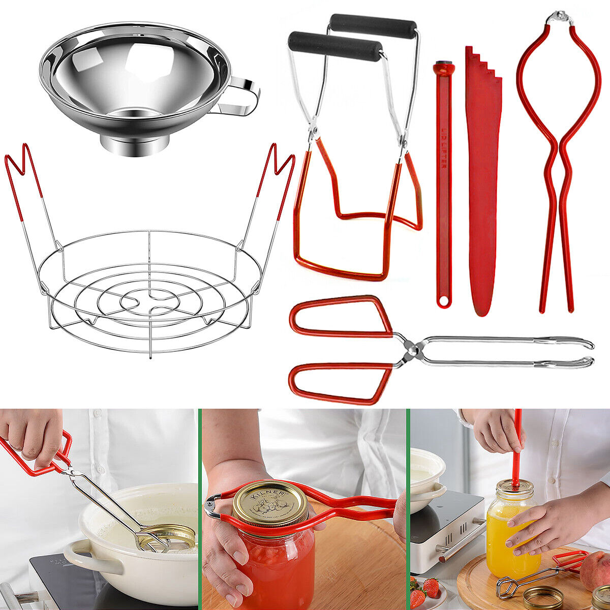 7Pcs Canning Supplies Starter Kit Canning Tools Stainless Steel Canning Rack ww