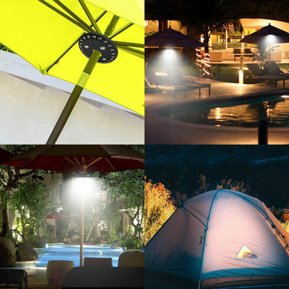 28 LED Patio Umbrella Parasol Lights 3 Brightness Mode Outdoor Camping Lamps