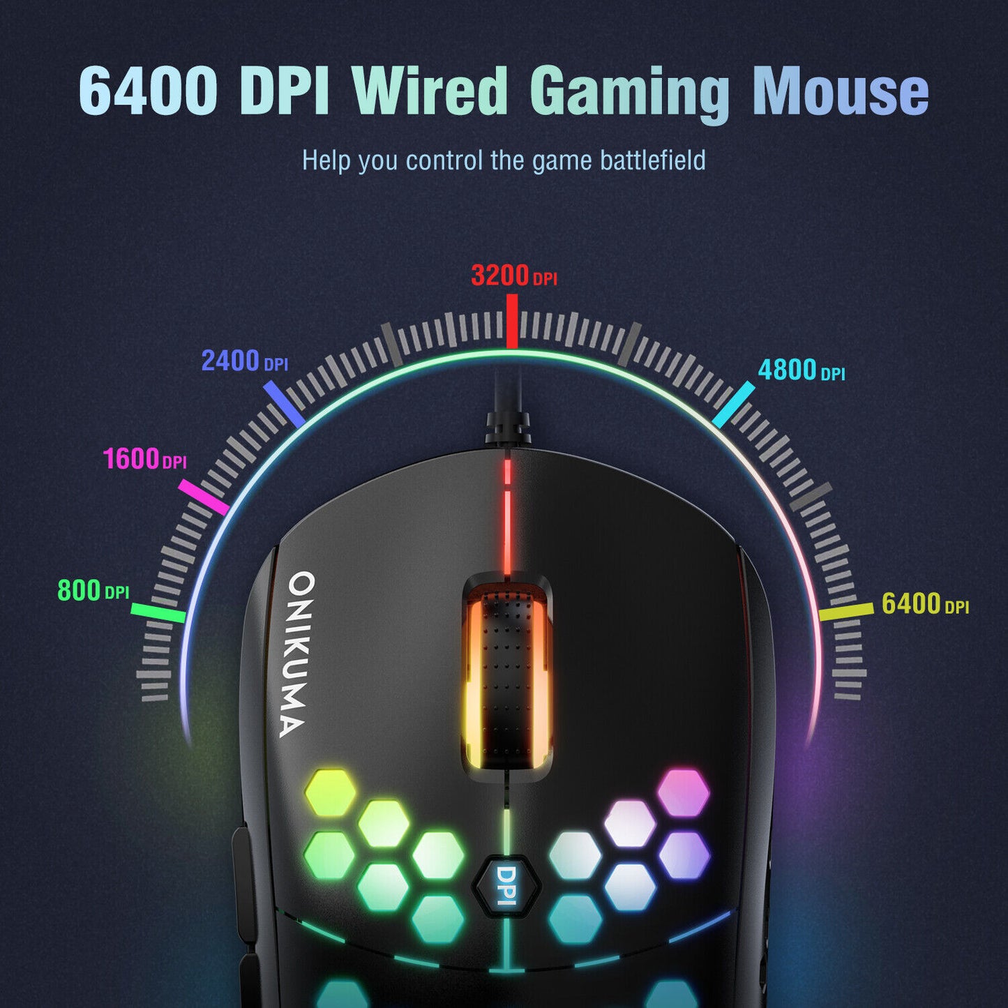 CW903 RGB Six-Speed Adjustable honeycomb Non-Slip Wired Gaming Mouse