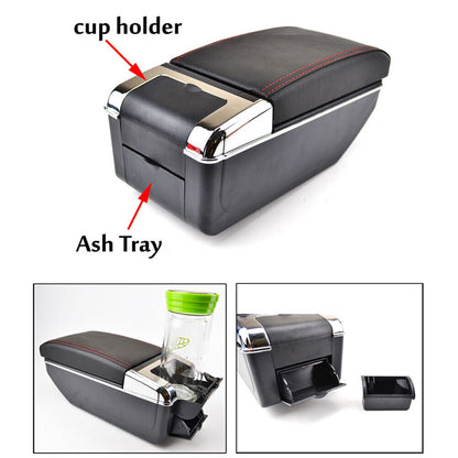 Universal Car Center Console Armrest Storage Box Case Organizer Leather