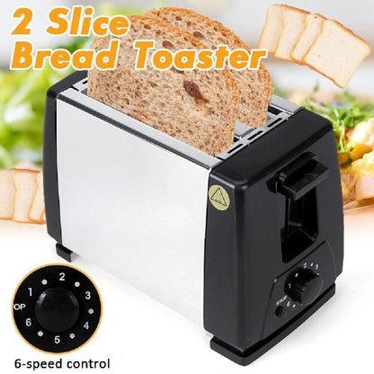 Electric Automatic Toaster Bread Stainless Steel 2 Slice Extra Wide Slot Toaster