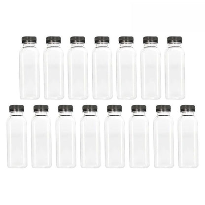10/20/50X 250ml Square Clear Plastic Juice Bottles Refillable Empty Water Drink