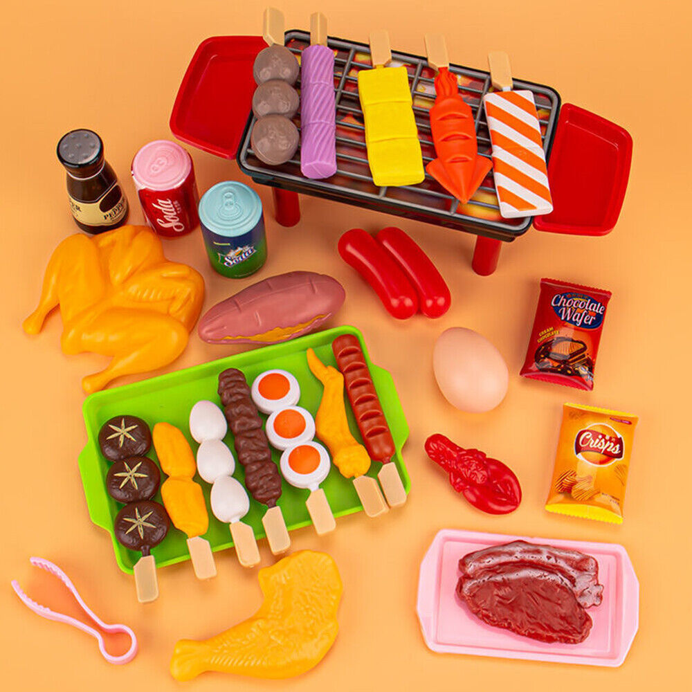 Set Kids BBQ Pretend Play Kitchen Food Toys Cooking Playset for Kids 28pcs AU