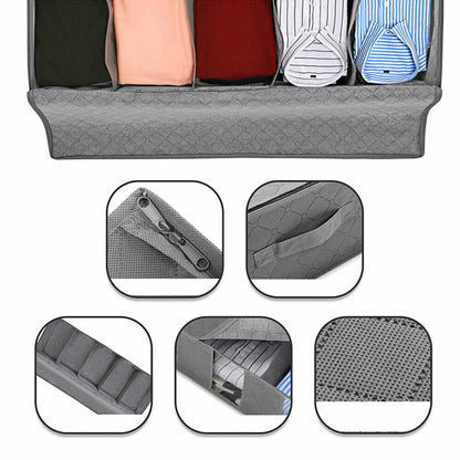 5 Compartments Clothes Shoes Under Bed Storage Organizer Box Bag Large Capacity