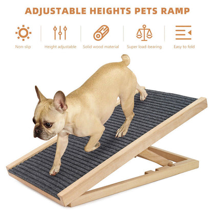 Foldable Dog Pet Ramp Adjustable Height Dogs Stairs for Bed Sofa Car 100cm