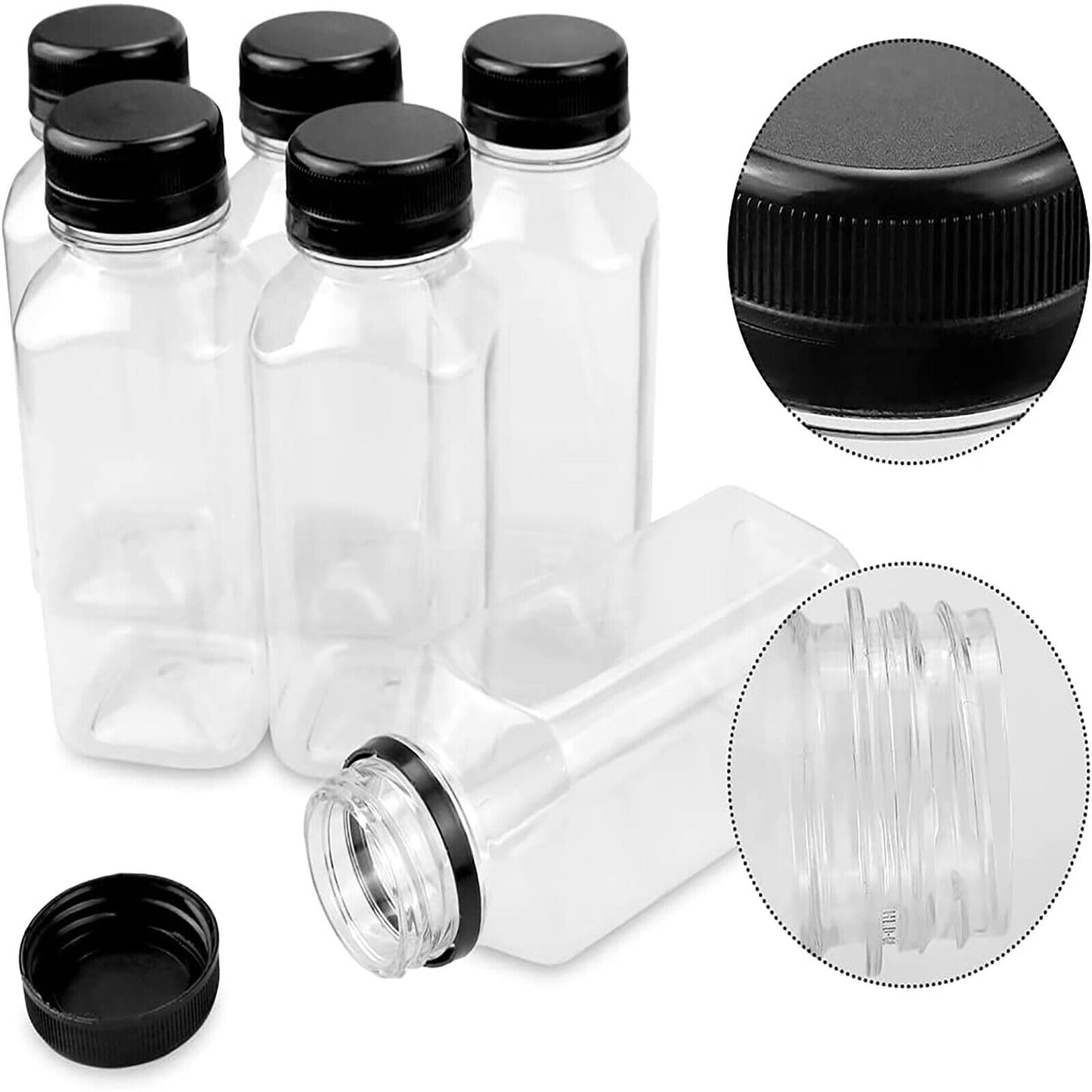 10/20/50X 250ml Square Clear Plastic Juice Bottles Refillable Empty Water Drink