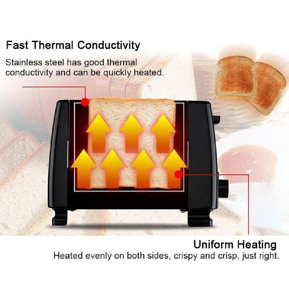 Electric Automatic Toaster Bread Stainless Steel 2 Slice Extra Wide Slot Toaster