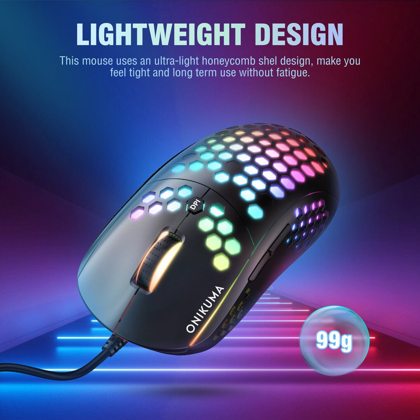 CW903 RGB Six-Speed Adjustable honeycomb Non-Slip Wired Gaming Mouse