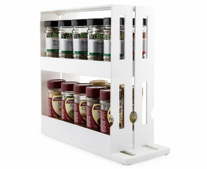 Slide Cabinet Organiser Rack Storage Pantry Kitchen Shelf Spice Jars Can Holder