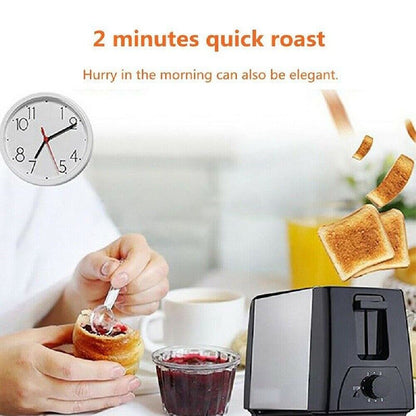 Electric Automatic Toaster Bread Stainless Steel 2 Slice Extra Wide Slot Toaster