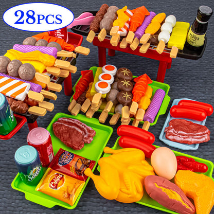 Set Kids BBQ Pretend Play Kitchen Food Toys Cooking Playset for Kids 28pcs AU