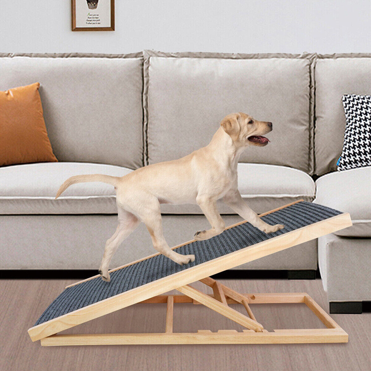 Foldable Dog Pet Ramp Adjustable Height Dogs Stairs for Bed Sofa Car 100cm