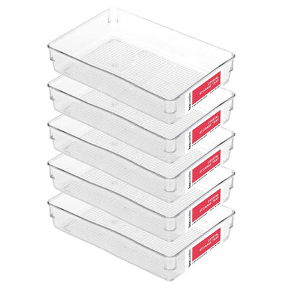 5x BoxSweden Crystal Plastic Storage Tray 24cm Medium Fridge/Pantry Container