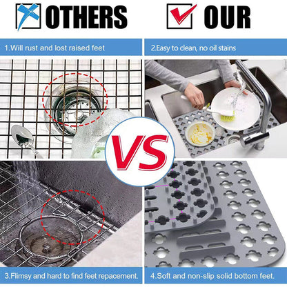 Silicone Protector Grid Mat Non-slip Sink Drain Pad for Home Kitchen Accessories