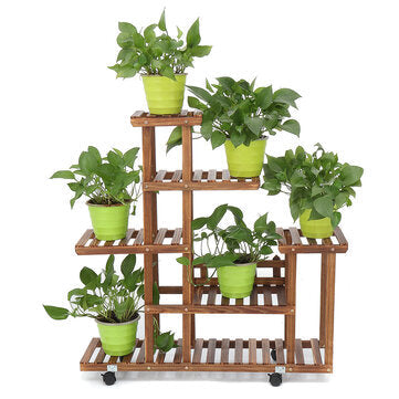 6 Tier Wooden Plant Flower Pot Stand Display Shelf Garden Indoor Outdoor Patio