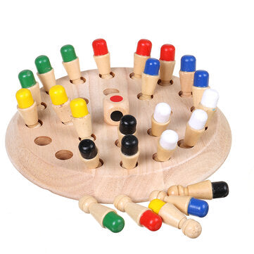 Montessori Wooden Colorful Memory Chess Game Clip Beads 3D Puzzle Learning Educational Toys for Children