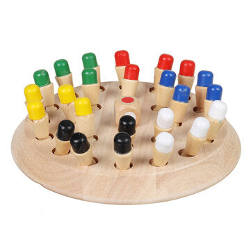 Montessori Wooden Colorful Memory Chess Game Clip Beads 3D Puzzle Learning Educational Toys for Children