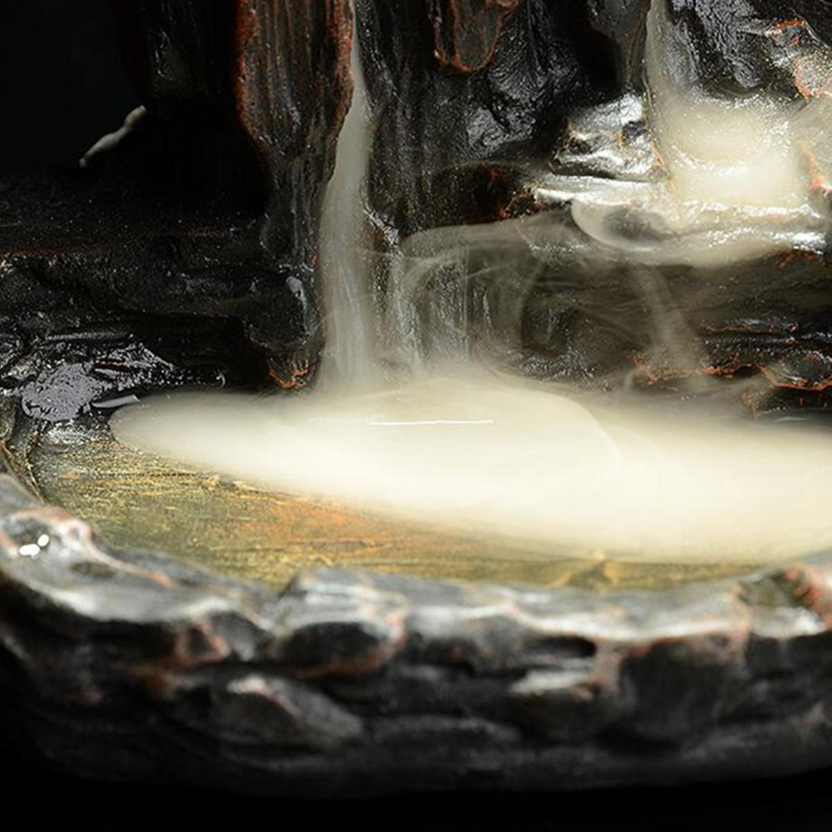 Backflow Incense Cone Burner Censer Holder Mountain Waterfall Stream Home Fragrant Furnace Decor