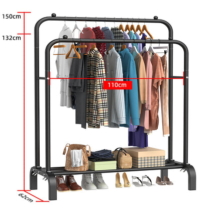 Heavy Duty Metal Double Rail Clothes Garment Hanging Rack