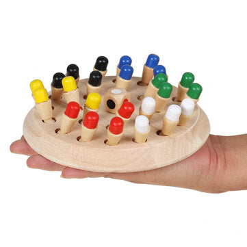 Montessori Wooden Colorful Memory Chess Game Clip Beads 3D Puzzle Learning Educational Toys for Children