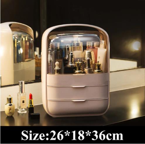 ashion Big Capacity Cosmetic Storage Box Waterproof Dustproof Bathroom Desktop Beauty Makeup Organizer Skin Care Storage Drawer