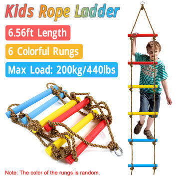 6-Rung Colorful Swing Ladder Children Climbing Rope Ladder Toys Outdoor Leisure Physical Fitness Training Climbing Ladder