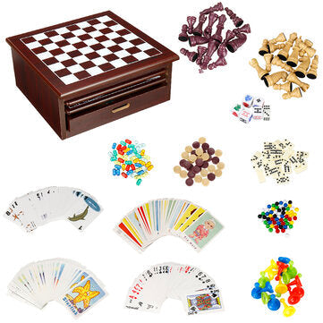 15in1 Wooden Backgammon Checkers Snakes Ladders Chess Board Games House Toy Set Entertainment Gift