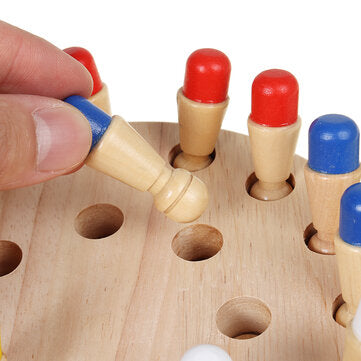 Montessori Wooden Colorful Memory Chess Game Clip Beads 3D Puzzle Learning Educational Toys for Children