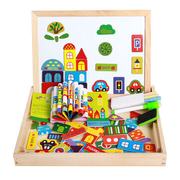 Kids Child Educational Magnetic Box Set with Whiteboard Jigsaw Board Puzzle Toys