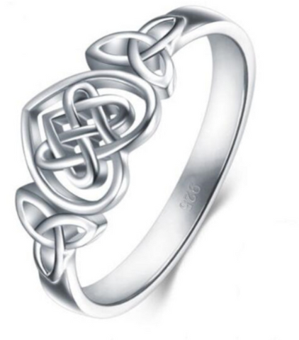 Celtic knot heart sterling silver ring