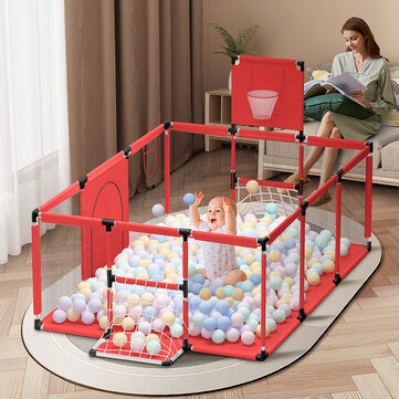 Baby Playpen Oxford Cloth Children Infant Fence Safety Barriers Children Ball Pool Baby Playground Gym with Basketball Football Field